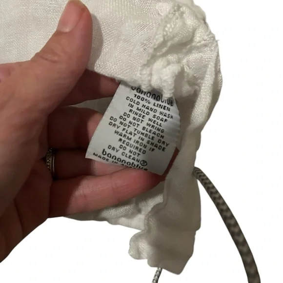 Banana Blue linen white asymmetrical top small Lagenlook oversized artsy boho - Picture 6 of 9